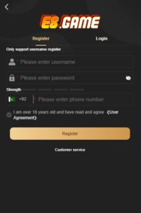 e8 game login and register
